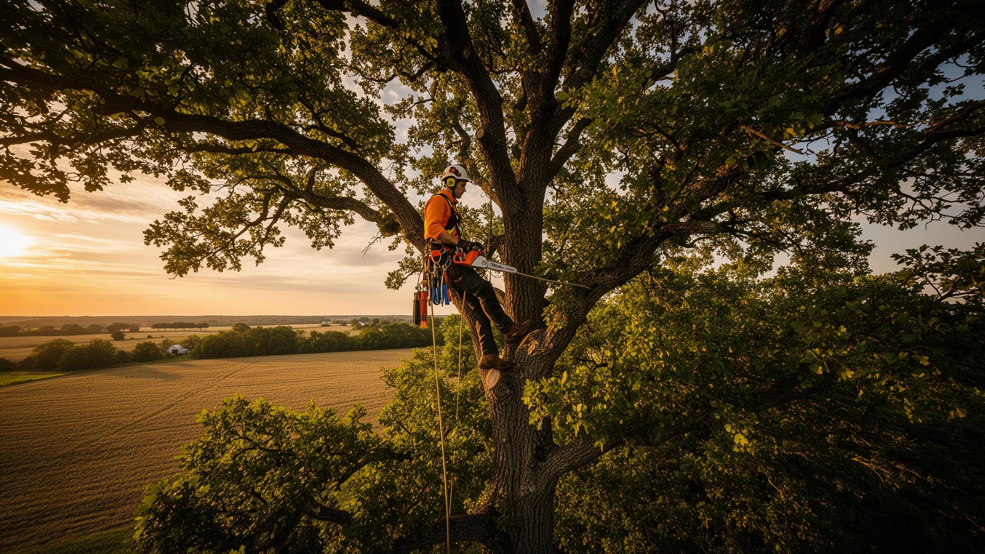 Mature deciduous tree canopy at golden hour